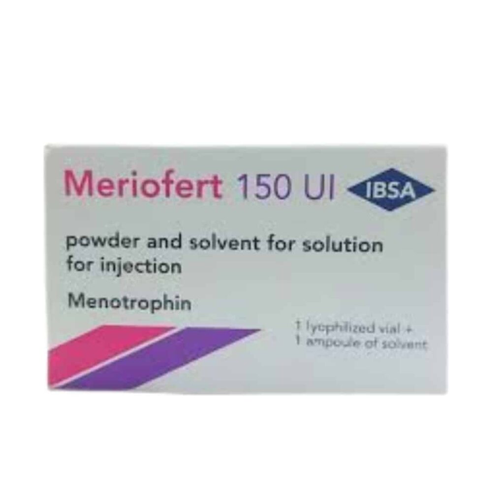 Meriofert 150 IU menotropins IVF medication cheap IVF meds online provider. Meriofert 150 IU - menotropin HMG injection for IVF ovarian stimulation from Fast IVF