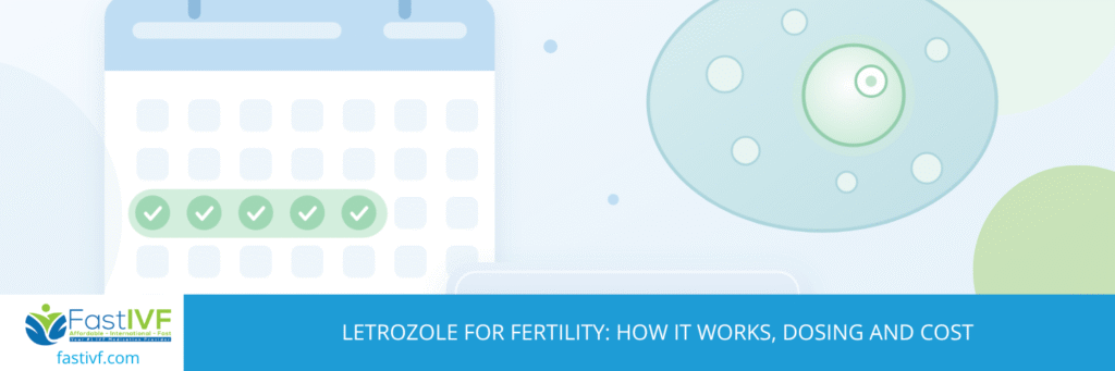 Letrozole for fertility: Femara pill blister pack with a cycle calendar showing a 5-day course